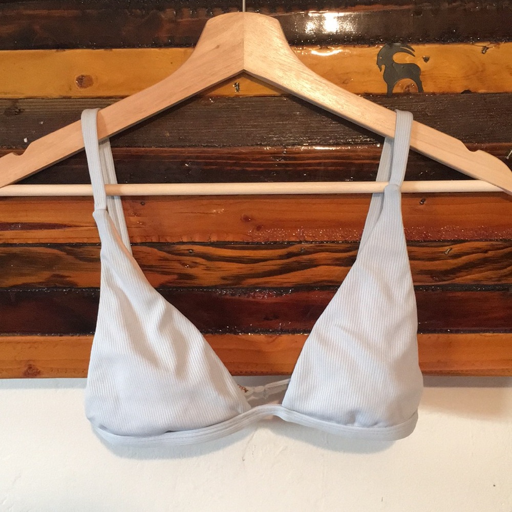 Light blue ribbed bikini top